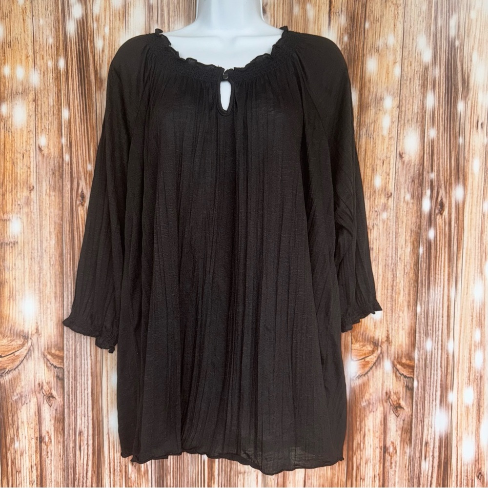 Faded Glory Black Peasant Style Top